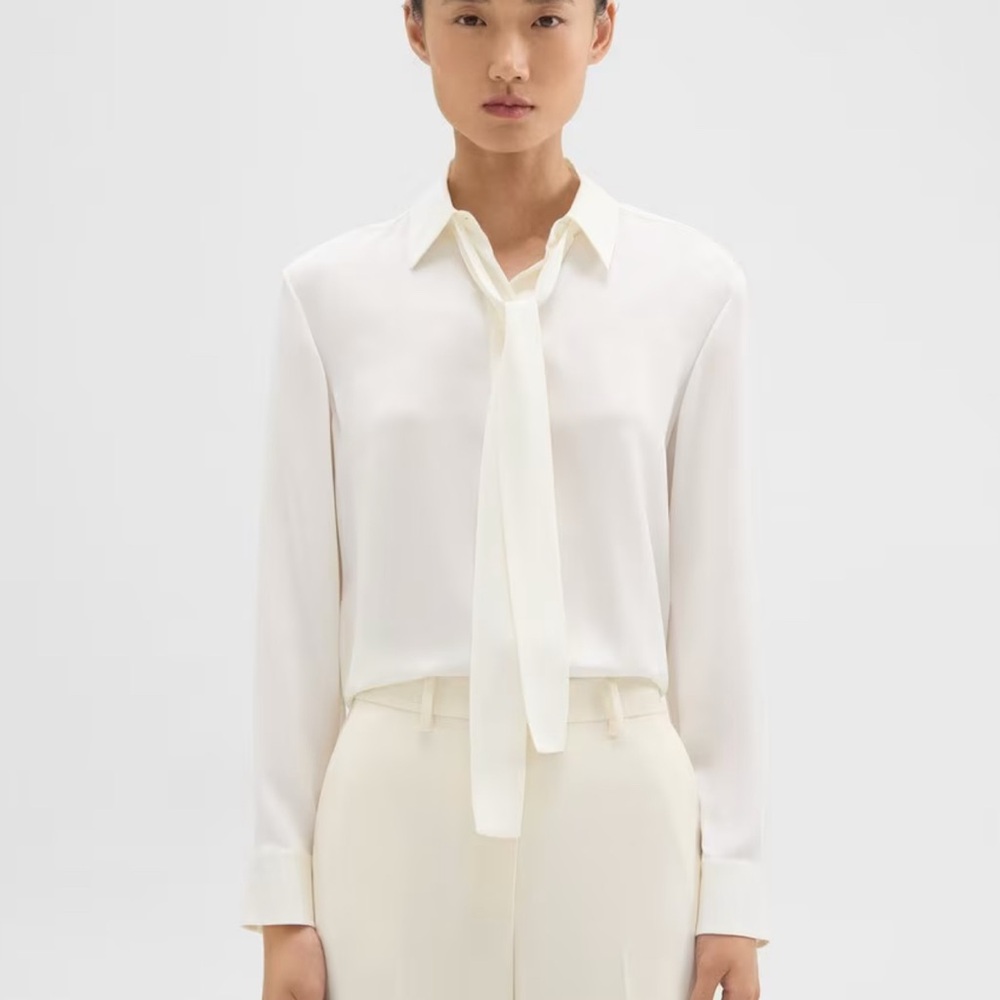 Theory Cream Blouse with tie